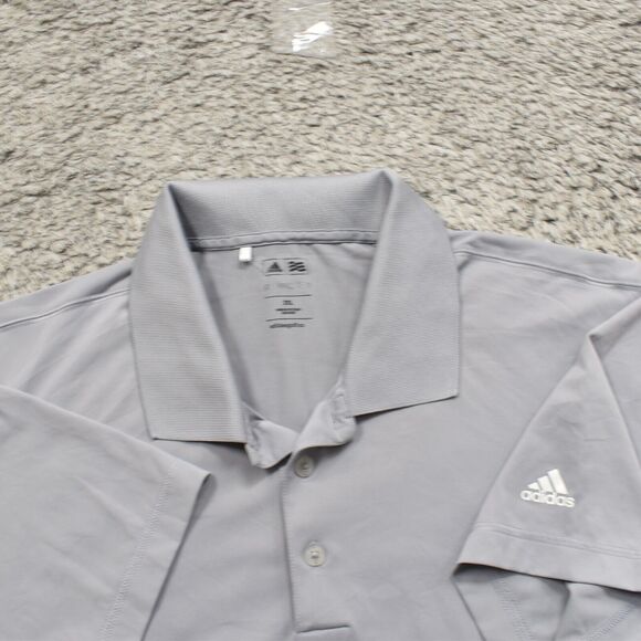 Adidas Men's Adult Size 2XL Polo Golf Climalite Gray Polyester Short Sleeve - Picture 7 of 8